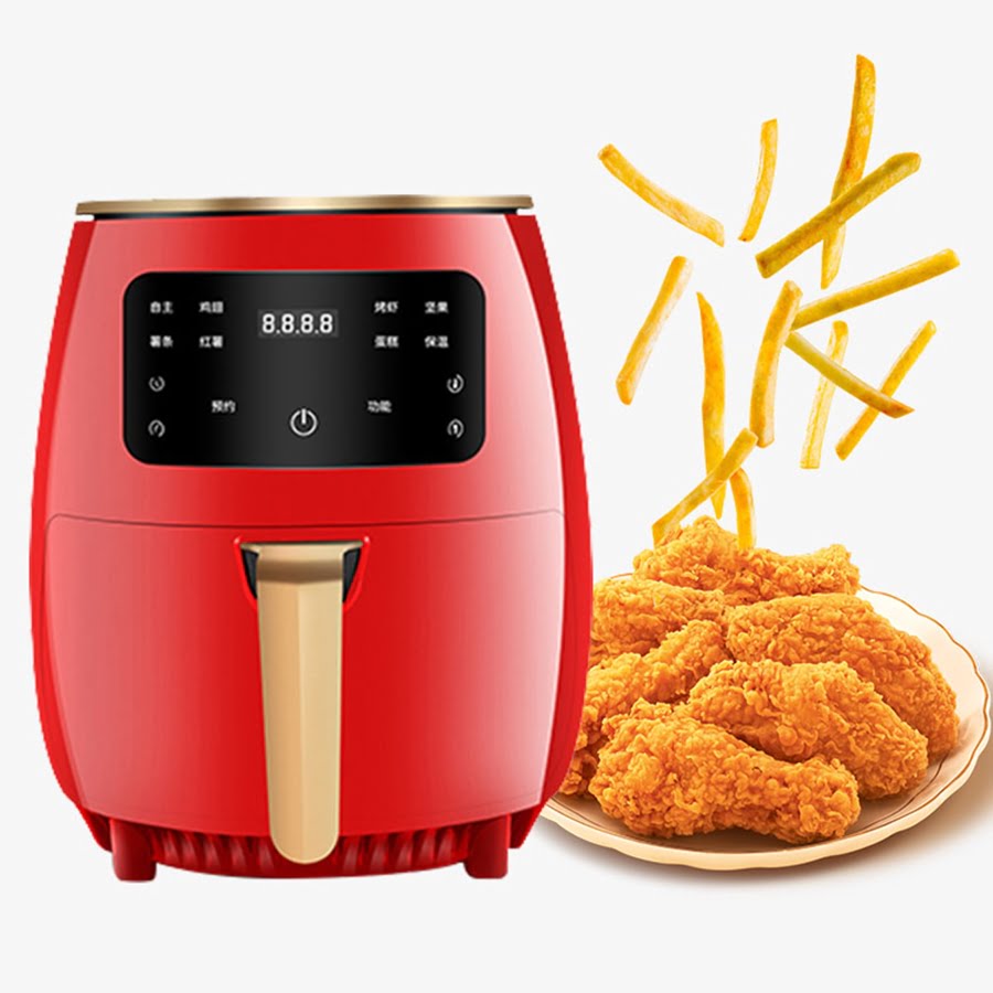 Air Fryer 6L, 1400W Large Capacity Digital Smart LCD Touch Control,  Non-Stick Easy Clean Oil Free Low Fat Cooking Fryer with Pressure  Accessories Set (Black) Kitchen Aid Healthy Cooker 空气炸锅机 Airfryer French